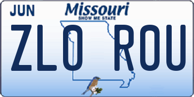 MO license plate ZL0R0U