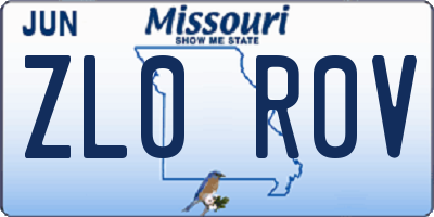 MO license plate ZL0R0V