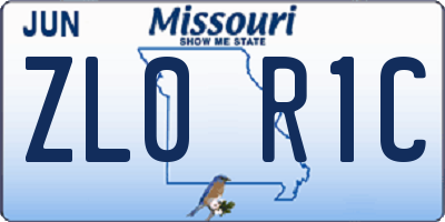 MO license plate ZL0R1C