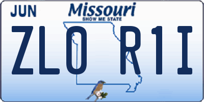 MO license plate ZL0R1I