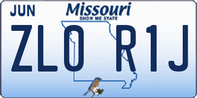 MO license plate ZL0R1J