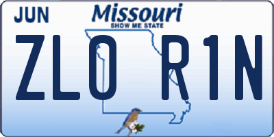 MO license plate ZL0R1N