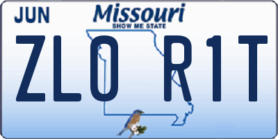 MO license plate ZL0R1T