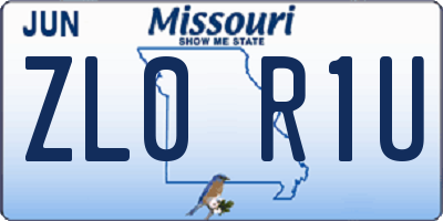 MO license plate ZL0R1U