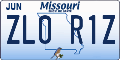 MO license plate ZL0R1Z