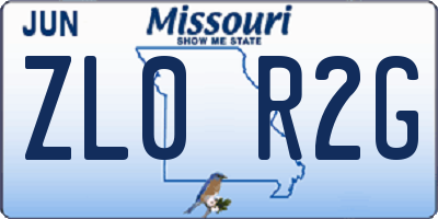 MO license plate ZL0R2G