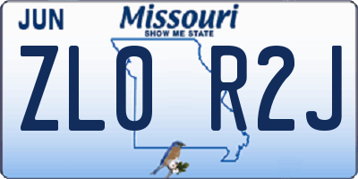 MO license plate ZL0R2J