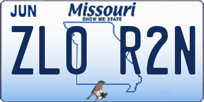 MO license plate ZL0R2N