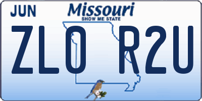 MO license plate ZL0R2U
