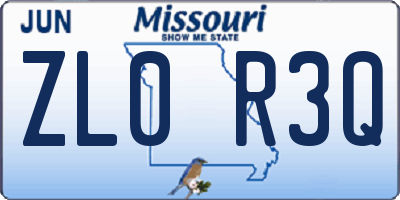 MO license plate ZL0R3Q