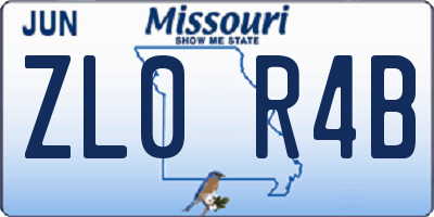 MO license plate ZL0R4B