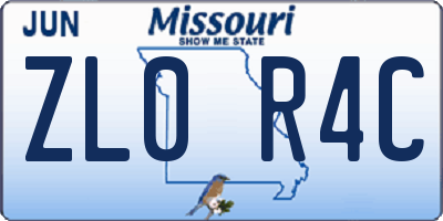 MO license plate ZL0R4C