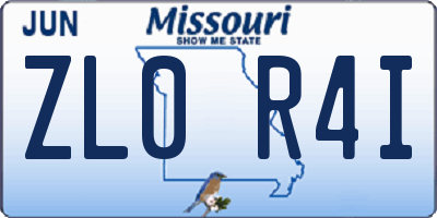 MO license plate ZL0R4I