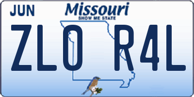 MO license plate ZL0R4L