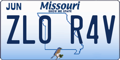 MO license plate ZL0R4V