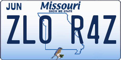 MO license plate ZL0R4Z