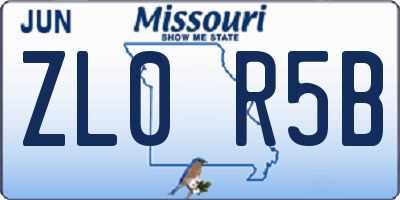 MO license plate ZL0R5B