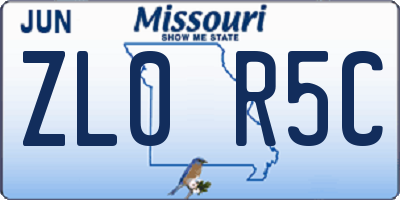 MO license plate ZL0R5C