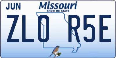 MO license plate ZL0R5E
