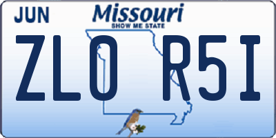 MO license plate ZL0R5I
