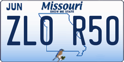MO license plate ZL0R5O