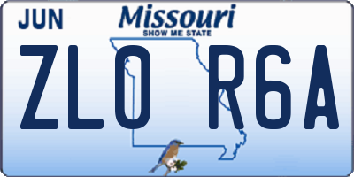 MO license plate ZL0R6A