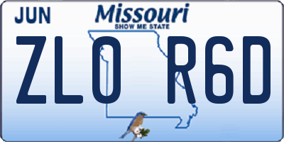 MO license plate ZL0R6D