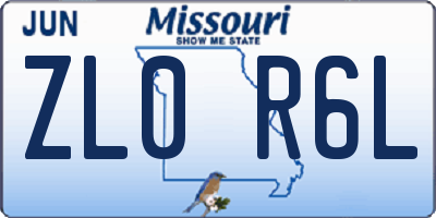 MO license plate ZL0R6L