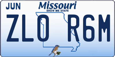 MO license plate ZL0R6M
