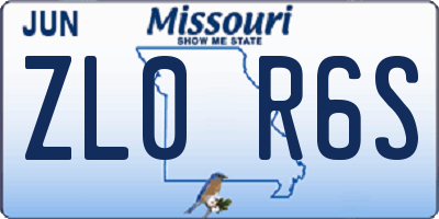 MO license plate ZL0R6S