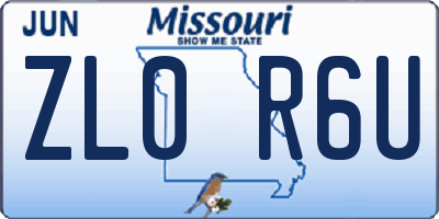MO license plate ZL0R6U