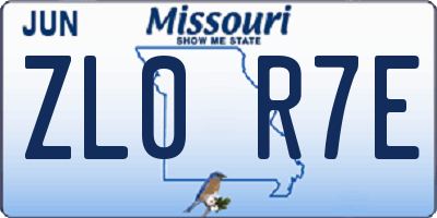 MO license plate ZL0R7E