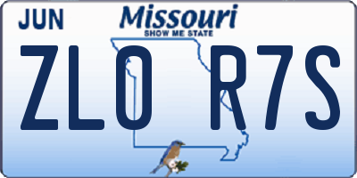MO license plate ZL0R7S
