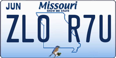 MO license plate ZL0R7U