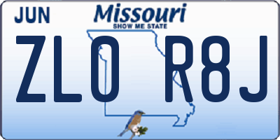 MO license plate ZL0R8J