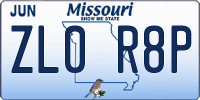 MO license plate ZL0R8P