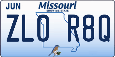 MO license plate ZL0R8Q