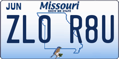 MO license plate ZL0R8U