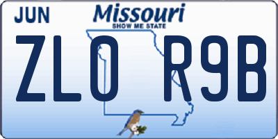 MO license plate ZL0R9B