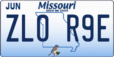 MO license plate ZL0R9E