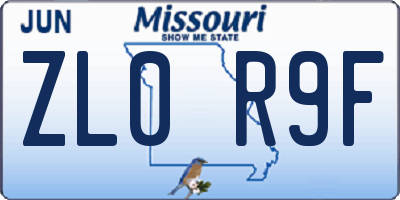 MO license plate ZL0R9F