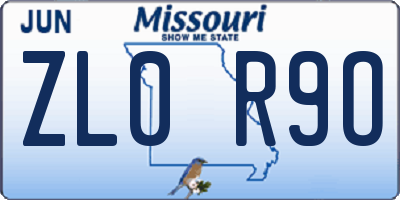MO license plate ZL0R9O