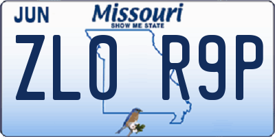 MO license plate ZL0R9P