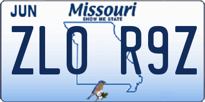 MO license plate ZL0R9Z