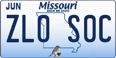 MO license plate ZL0S0C