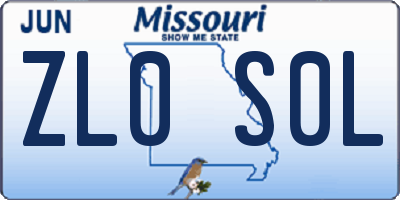 MO license plate ZL0S0L