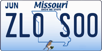 MO license plate ZL0S0O