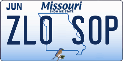 MO license plate ZL0S0P