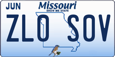 MO license plate ZL0S0V