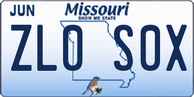 MO license plate ZL0S0X